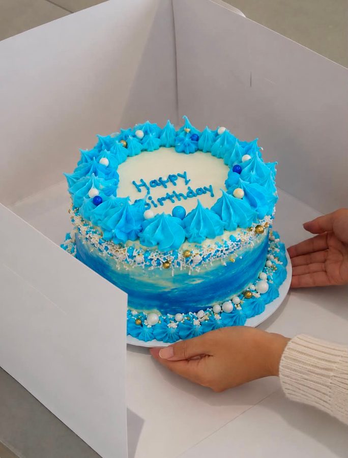 Blue buttercream birthday cake